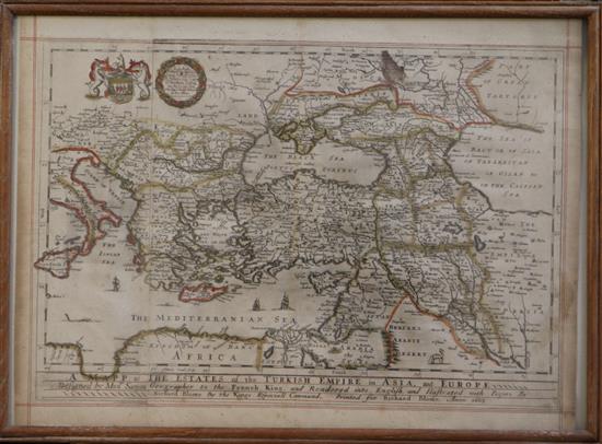 Richard Blome Map of the Estates of the Turkish Empire in Asia and Europe 1669 overall 12.5 x 17in.